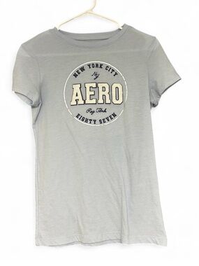 Aeropostale Light Blue 'AERO' Graphic Short Sleeve Tee